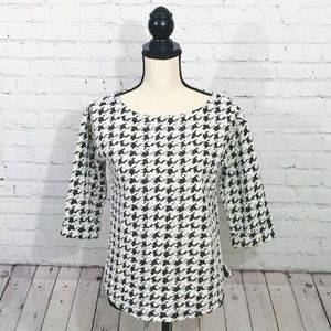 Charming Charlie Black/White Checkered Top Size S